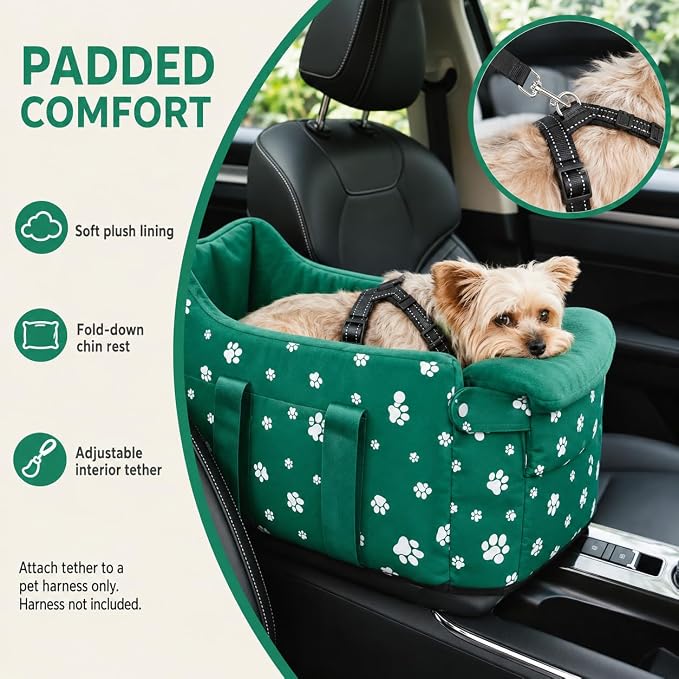 Small Dog Car Seat for Center Console, Wilderness Green | Cullaby Small Dog Car Seat for Center Console, - Image 2