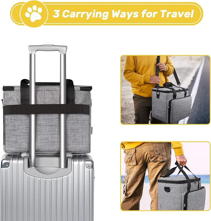 6 Set Dog Travel Bag, Large Pet Travel Kit for Supplies, Grey | Includes 2 Food Containers, 1 Pet Organizer for Dogs, 2 Collapsible Bowls, 1 Treat Pouch, Dog Weekend Overnight Bag Luggage - Image 7