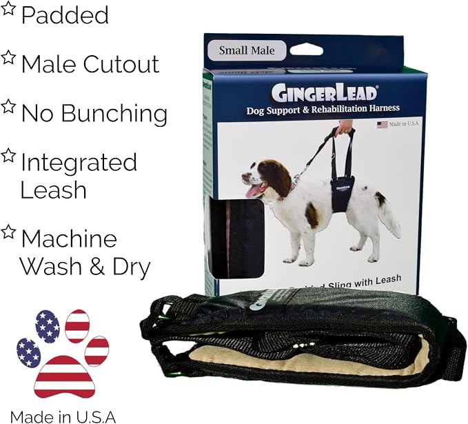 Dog Support Sling Rear Leg Harness, SM Male, Machine Wash & Dry | Fits Small to Medium Size Pets or Larger Barrel-Chested Breeds like Boxers, Bullies. Male Dachshunds use XS Size. Made in USA - Image 3