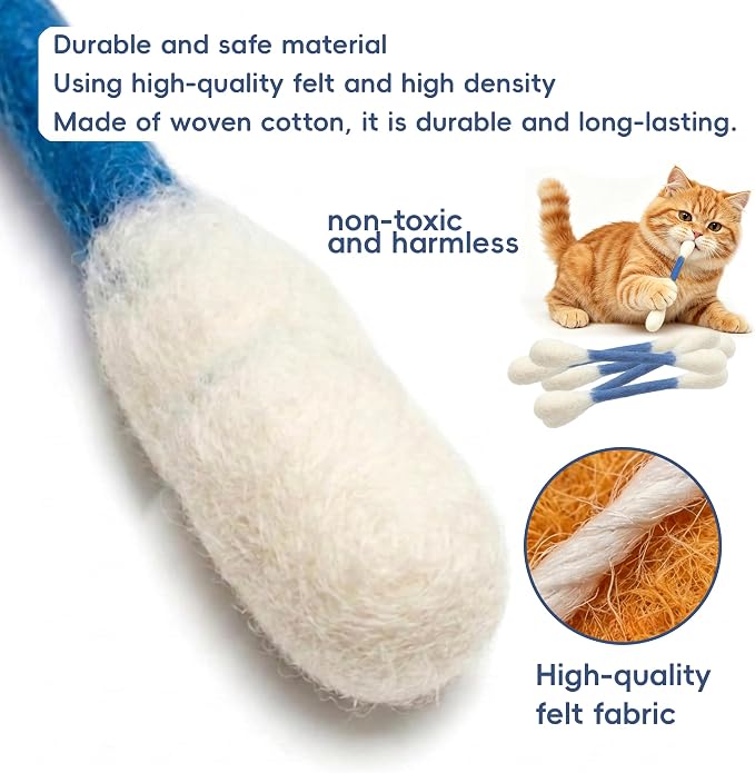 Giant Qtip Cat Toy, Cotton Swab Cat Toy with Catnip, Interactive Cat Toys for Indoor Cats, Catnip Toys, Cat Chew Toy – 6 Pack for Indoor Boredom Relief (Blue) - Image 4