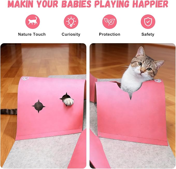 4-Way Cat Tunnels for Indoor Cats, Interactive Toys with Plush Ball | 35.4" Multi-Entrance Cat Play Tunnel with Hideaway Space, Provides Enrichment, Exercise, Exploration & Interactive Play - Image 4