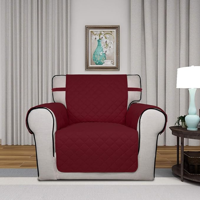 PureFit Reversible Chair Sofa Cover Dog Couch Covers for Sofa, 25.5 in | Red/Ivory, Water Resistant Couch Protector, Washable Pet Couch Cover with Non Slip and Elastic Straps For Kids - Image 2