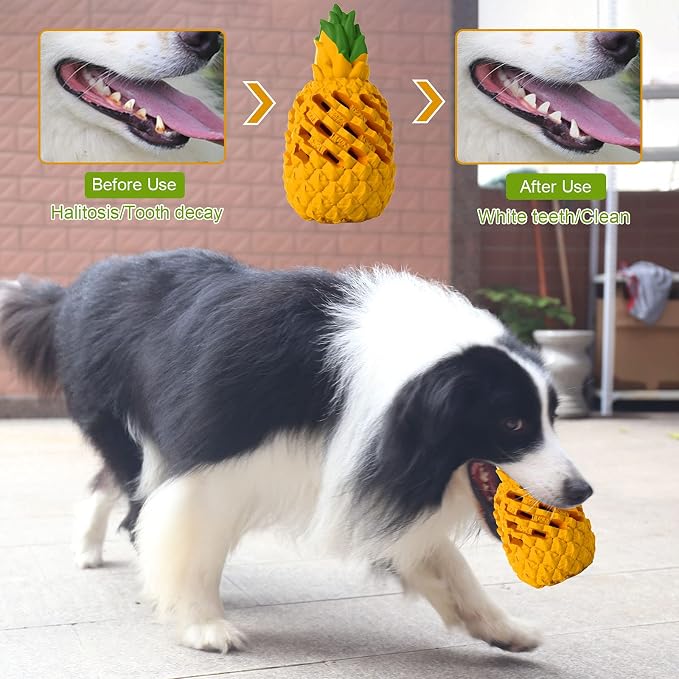 Upgrade Dog Toys for Large Dogs, Dog Chew Toys for Medium Large Dogs to Keep Them Busy,Dogs Dental Chew Clean Dispensing Toys Pineapple Shape Design - Image 4