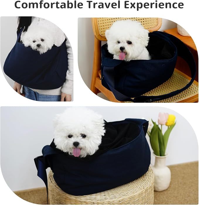 ONECUTE Dog Sling Carrier 15 lbs, Small Dog Carrier Sling for Cat & Puppies | Suitable For Carrying Pet 3-10lbs, Spacious Space So Pets Will Not Be Crowded, Adjustable Shoulder Straps And Breathable Mesh - Image 6