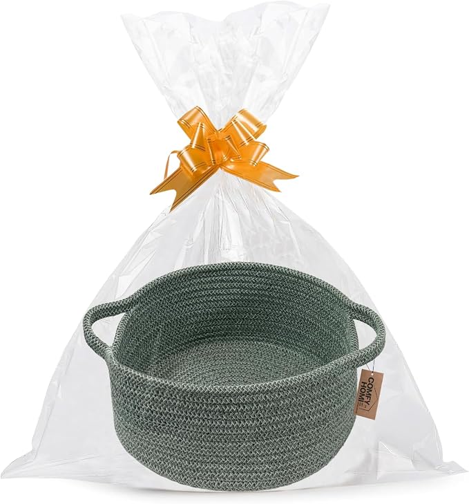COMFY-HOMI Round Rope Basket with Handles for Shelves,Toys,Book, Cloth Storage Baskets for Organizing Toy Decorative Organizer for Living Room, Bathroom by COMFY-HOMI