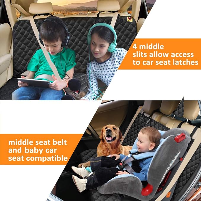 Bark Lover Dog Back Seat Cover Protector, Waterproof Dog Car Seat Covers, Nonslip Backseat Protection for Dogs and Kids, Compatible Pet Car Seat Cover for Cars & Midsize SUVs - Image 4