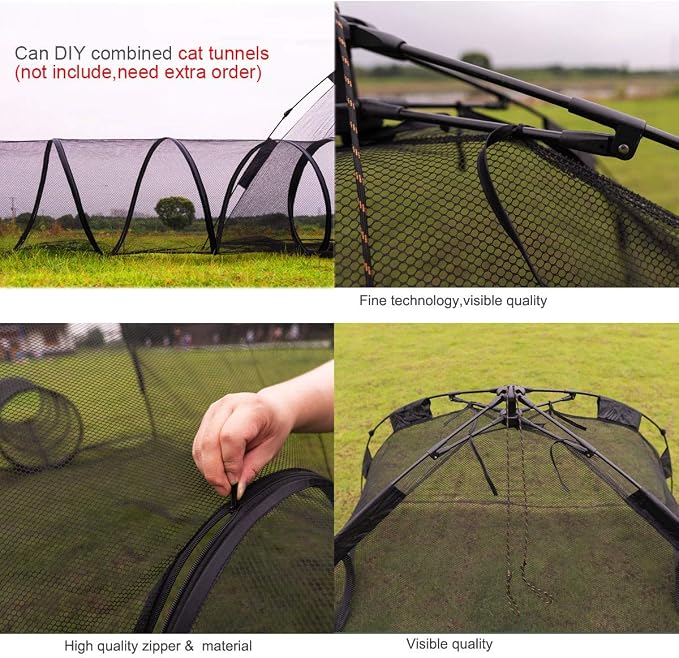 Portable Large Pop Up Pet Cat Tents Enclosures House for Outside Patio Indoor for Cat Puppy Rabbit Small Animals,Quick Opened,Independent or can be Connected to Tunnels - Image 5
