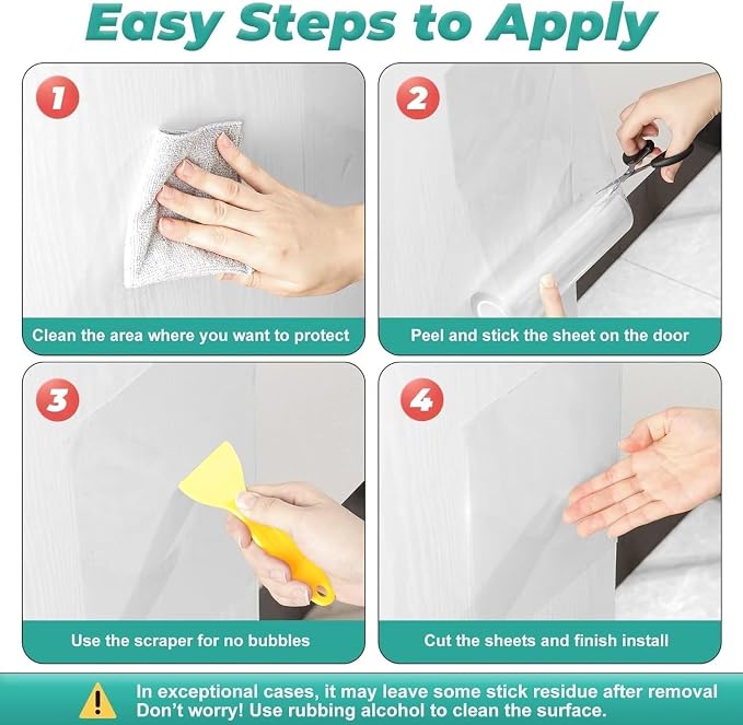 FTSTC Door Protector from Dog Scratching, [Thicken Vinyl] Heavy Duty Claw Guard Door Protector, Flexible Couch Corner Door Claw Shield for Cat, Anti-Scratch Guard for Furnitures(130in X 8.3in) - Image 3