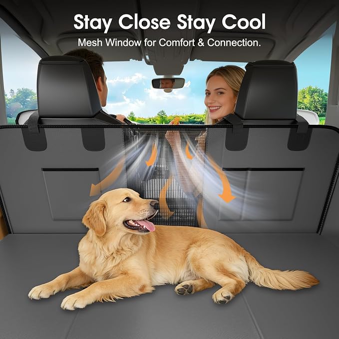Hard Bottom Dog Car Seat Cover, 52"×65", Waterproof PU Leather | Stable Hard Bottom Support for Comfortable Rides with Large Dogs - Image 5