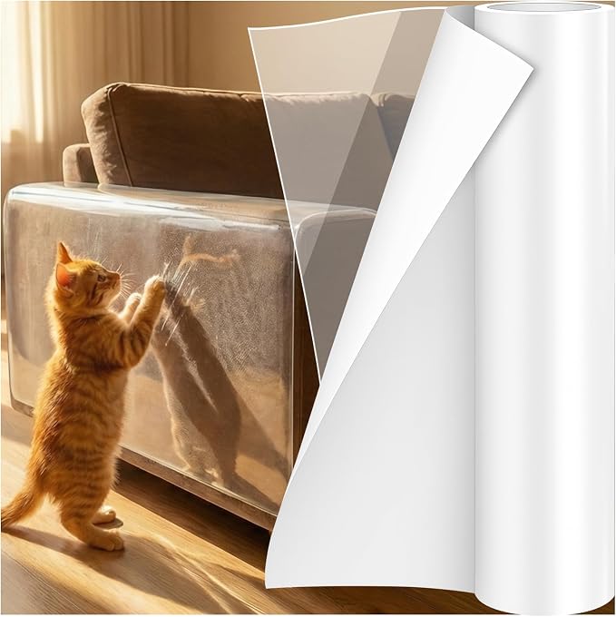 Anti-Cat Scratch Furniture Protector, Single-Sided Sticky Couch Protector for Cats Claws,Cat Scratch Deterrent for Furniture Door,Cat Scratch Furniture Protectors,Cat Accessories(196.85" x 11.81" ) by Unknown