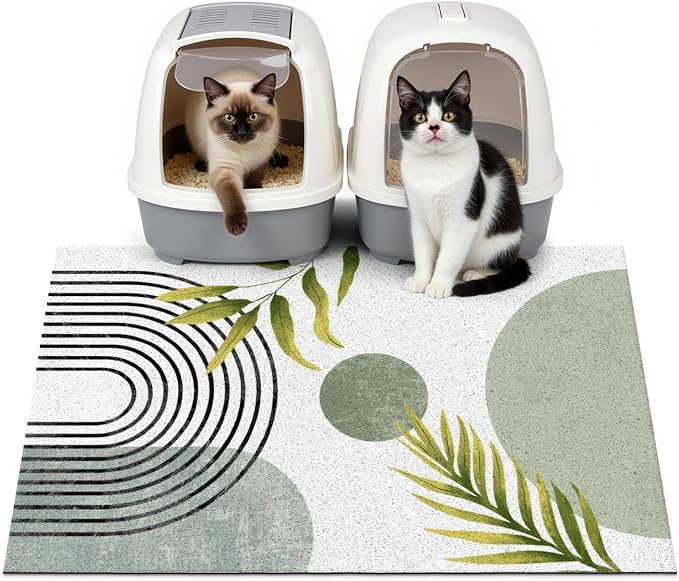 Cat Litter Mat Litter Trapping Mat, 33"x22" Waterproof Urine Proof Litter Box Mat Catcher Mat Non-Slip Washable for Kitty Kitten, Green by Unknown