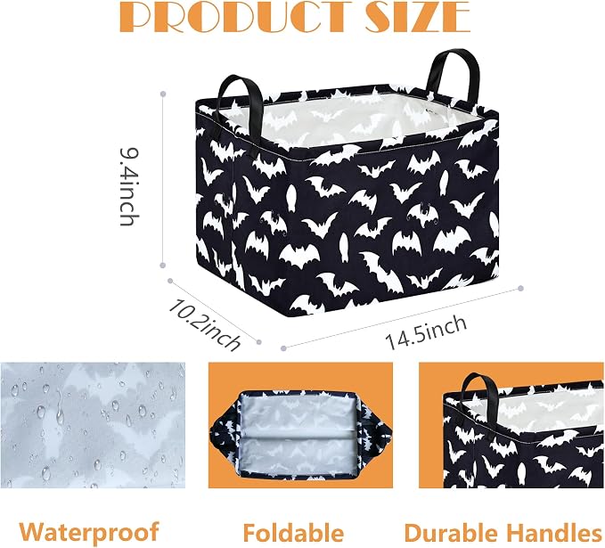 MAIZMZ Halloween Storage Basket Pumpkin Ghost Gift Basket for Kids Foldable Toy Box Waterproof Organizer Bin Laundry Nursery Hamper for Home Office Dorm Closet Shelf - Image 7