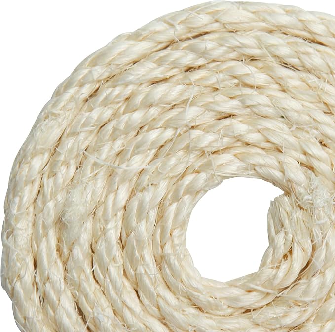 White Sisal Rope 1/4 Inch by 32-Feet for Cat Scratching Post Tree Tower Replacement Repair and Replace, DIY Hemp Twine Rope for Kittens Shelves Furniture Window Bed Perch House Climbing, 6mm by 10m - Image 8