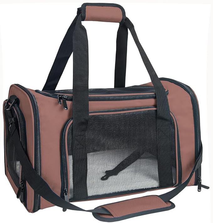Soft Sided Carrier for Small Medium Cats Dogs,Removable Pad Collapsible Travel Pet Carrier Large Brown by NextFri
