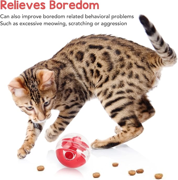Cat Treat Dispenser Toy Interactive, Slow Feeder Cat Treat Ball for Cats, Adjustable Portions Food Ball for Cats Kitten Training, Small Puzzle Ball Cat Treat Dispenser Toys, 2 x 2in - Image 4
