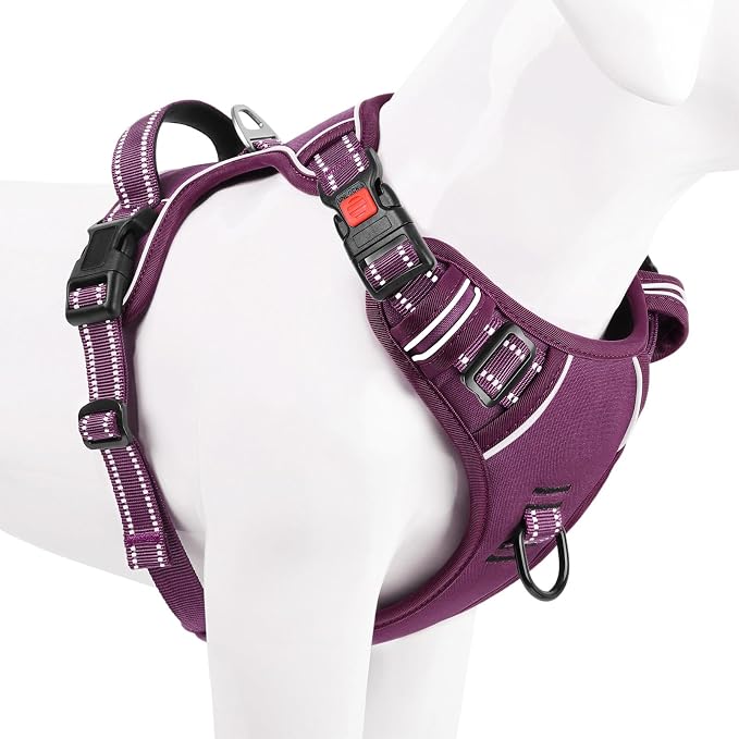 Timos Dog Harness Large Sized, Quick Release Buckles with Handle, Purple XL | Easy On & Off, No Pull No Choke, Adjustable Reflective Soft Padded, Front & Back 2 Clips and Handle for Walking Training - Image 8