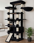 Heybly Tall Cat Tree 78-inch Multi-Level Cat Tower for Indoor Cats HCT033G | Cat Condo with 2 Widened Plush Perches, Multi-Level Cat Furniture with Scratching Board, Big Caves, Smoky Gray by HEYBLY