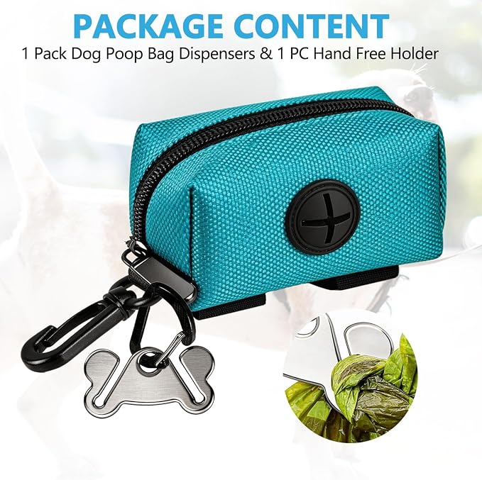 Dog Waste Bag Dispenser Pet Poop Bags Holder for Doggie Waste Bags Dispensers Soft Fabric Zipper Small Doggy Puppy Pouch for Leash Accessory Attachment with Carrier,Green - Image 7