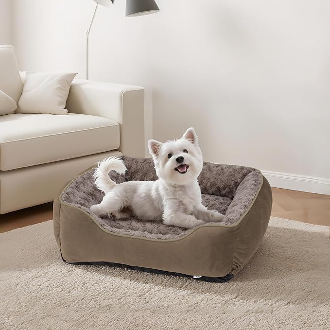 JOEJOY Rectangle Dog Bed for Large Medium Small Dogs - Washable Orthopedic Sofa Bed, Soft Breathable Puppy & Pet Cuddler, Durable Calming Dog Bed with Anti-Slip Bottom, Multiple Sizes, Dark Brown - Image 6
