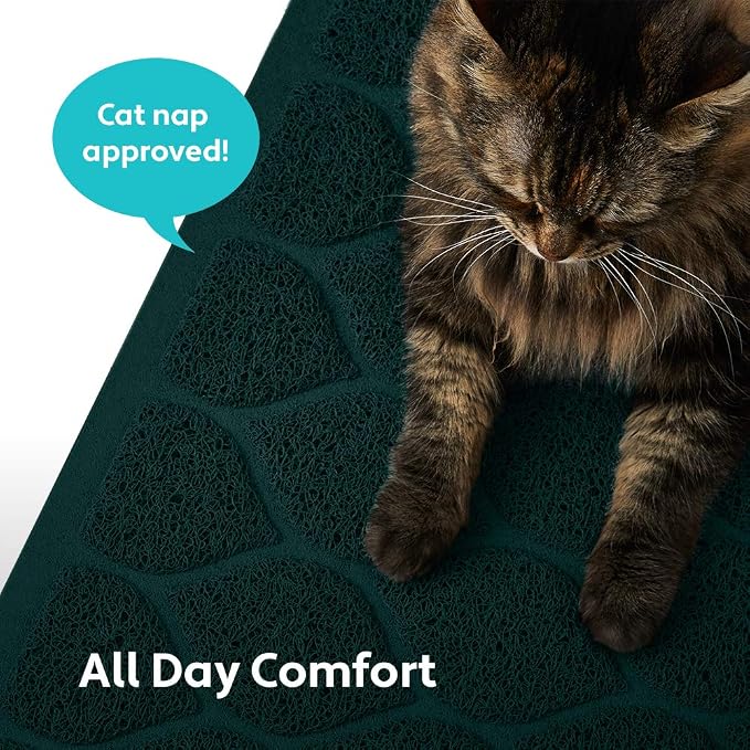 MIGHTY MONKEY Waterproof BPA Free Cat Litter Box Trapping Mat, Easy Clean Floors, Textured Backing, Soft on Sensitive Kitty Paws, Cats Accessories, Less Waste, Stays in Place, 35x23, Hunter Green - Image 8
