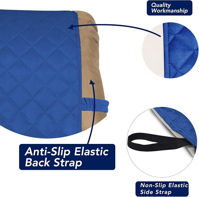 PureFit Reversible Recliner Chair Covers Couch Covers for Dogs, 19 in | Classic Blue/Ivory, Water Resistant Couch Protector, Washable Pet Couch Cover with Non Slip and Elastic Straps For Kids - Image 3