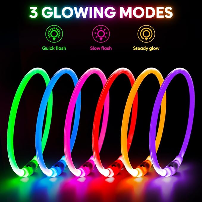 Light Up Dog Collars - Waterproof LED Dog Collar, Glow in The Dark Puppy Collar, TPU Cuttable Lighted Dog Collar for Small Medium Large Dogs (Purple) - Image 2