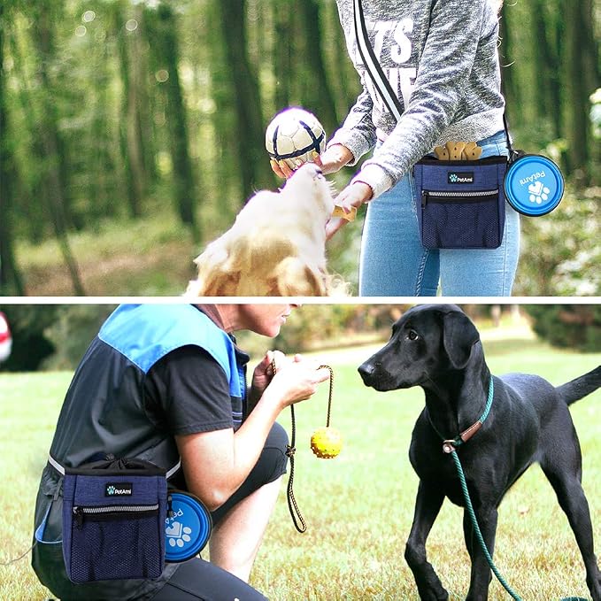 PetAmi Dog Treat Pouch, Pet Treat Pouch for Training, Dog Walking Bag Holder for Kibbles, Pet Food Toy, Dog Trainer Essentials Supplies, Poop Bag Dispenser, 3 Ways to Wear (Heather Navy) - Image 5