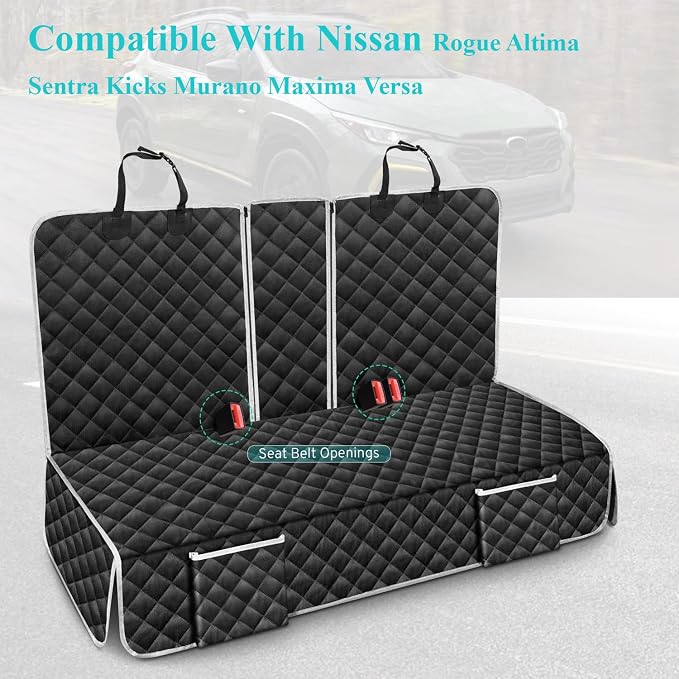 Dog Car Seat Cover for Nissan Rogue Altima Sentra Kicks Murano Maxima Versa | Back Seat Accessories 2000-2026 2027, Waterproof Pet Bench Backseat Covers with Non-Slip Backing - Image 8