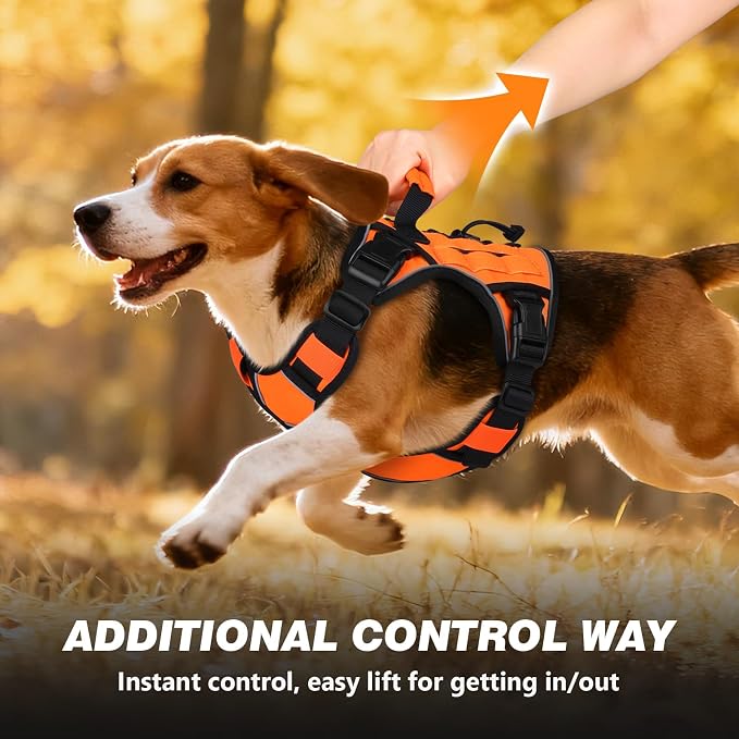 WINGOIN Orange Tactical Dog Harness for Medium Dogs,No Pull Dog Harness | Heavy Duty with Handle,Adjustable Reflective,Military K9 Pet Vest,for Pitbull Female Male,for Walking Training Hiking Hunting - Image 4