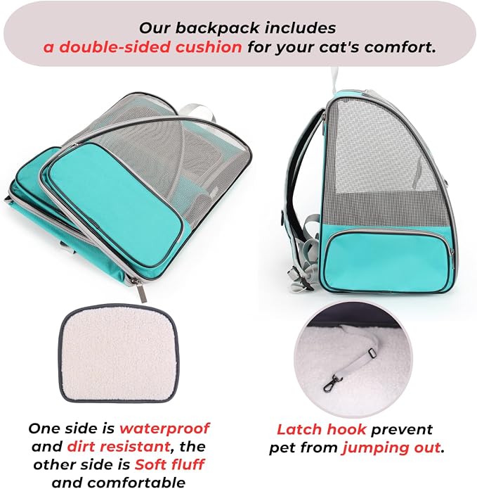 Lollimeow Cat Backpack Carrier, Ideal for Small Animals & Puppies, Airline Approved,Safe for Travel, Hiking, Vet Transport & Outdoor Use Fully Ventilated Design for Ultimate Comfort On-the-Go - Image 3