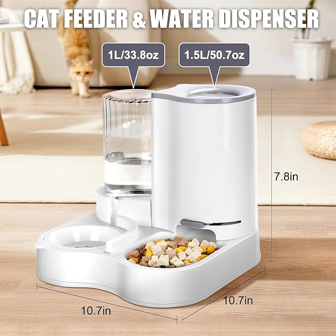2 in 1 Pet Feeder and Water Dispenser, Automatic Cat Food and Water Dispenser, Gravity Pet Feeder for Small Medium Dog Puppy Cat Kitten - Image 2