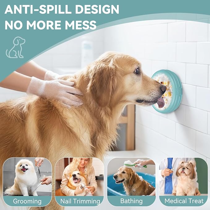 Dog Lick Bowl, Animire Freeze Lick Mat for Dogs, Non-Slip Slow Feeder Licking Bowl Enrichment Treat for Distraction Anxiety Relief, Food Grade Silicone, Dishwasher Safe(Teal,L) - Image 5