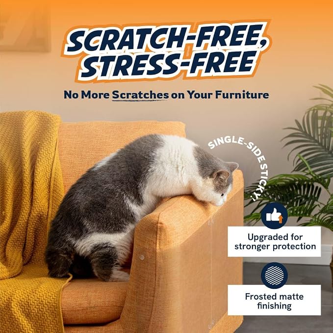 Panther Armor Cat Furniture Protector, 8 Matte Sheets with Twist Pins | Solid barrier shield, not a sticky deterrent. Couch protector from cat claws. 4 XL plus 4 large sheets, removable - Image 2