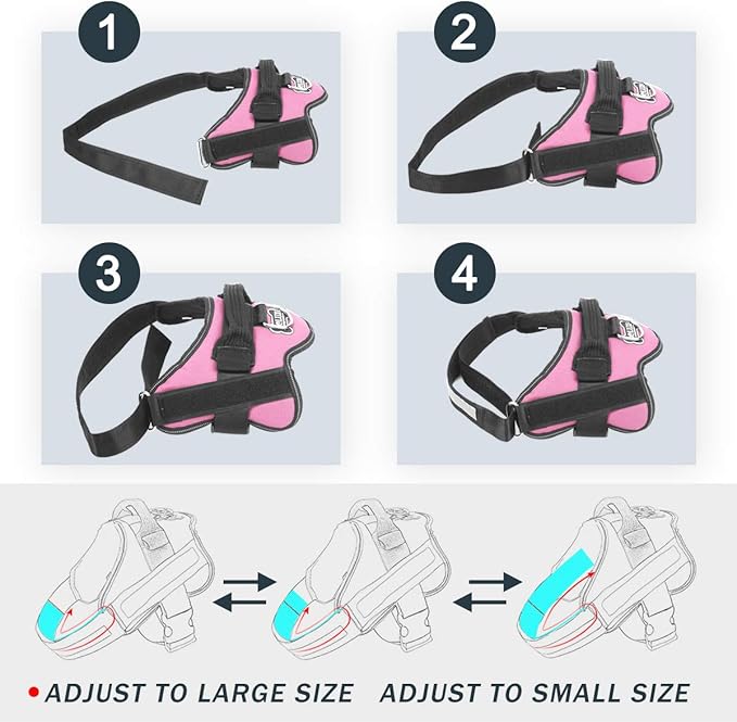 Dog Harness, No-Pull Reflective Dog Vest, Breathable Adjustable Pet Harness with Handle for Outdoor Walking - No More Pulling, Tugging or Choking (Pink, XS) - Image 3