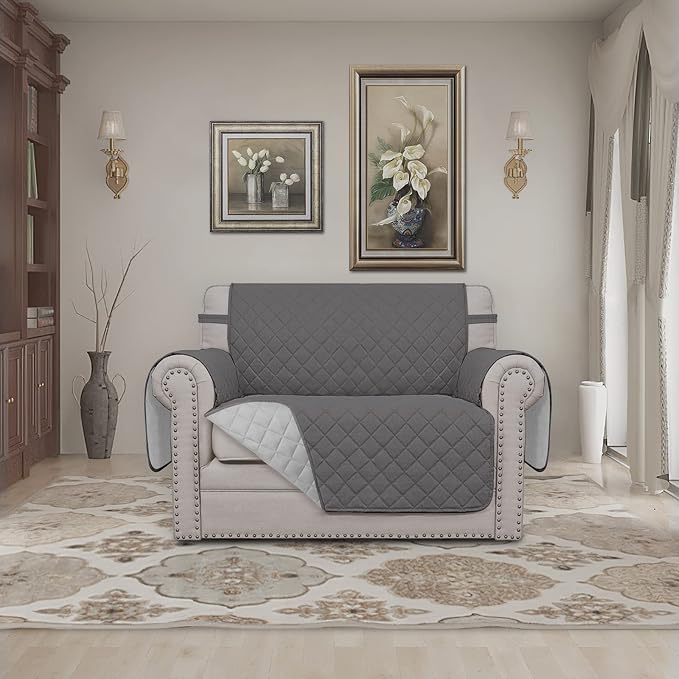 Easy-Going Reversible Couch Cover, Oversized Chair, Gray/Light Gray | Machine Washable Slipcover For Dogs, Water Resistant Furniture Mat For Living Room, Non-Slip Sofa Cover, Pet Friendly - Image 2