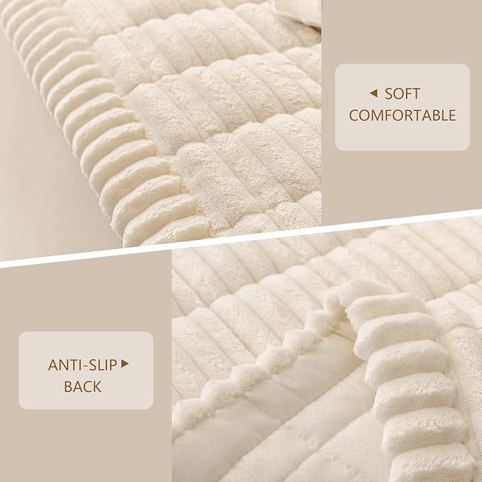 MEETSKY Couch Arm Covers for Dogs, Non Slip Plush Chair Covers Washable | Thick Non Slip Couch Protector for Armrest, Recliner Chair Arm Protector, Pet Hair & Scratch Protection, Cream, 27.6" x 27.6" - Image 4