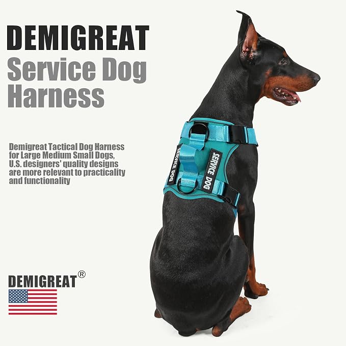 Service Dog Harness, Reflective Dog Vest Harness with 5 PCS Patches, Adjustable Soft Oxford Pet Harness, Inner Layer Mesh, Easy to Control for Small Medium Large Dogs - Image 4