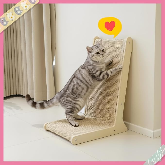Cat Scratcher – 22.66 Inch Vertical Sisal Cat Scratching Post, Wood Frame 105° Scratch Pad for Indoor Cats, Furniture Protector for Sofa Couch - Image 6