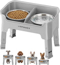 URPOWER Mess Proof Elevated Dog Bowls, Splash Guard Raised Bowl Stand | 4 Adjustable Heights, 2 Stainless Steel Bowls, Food & Water Separation, Non-Slip Base, Foldable Design for Small Dogs by URPOWER