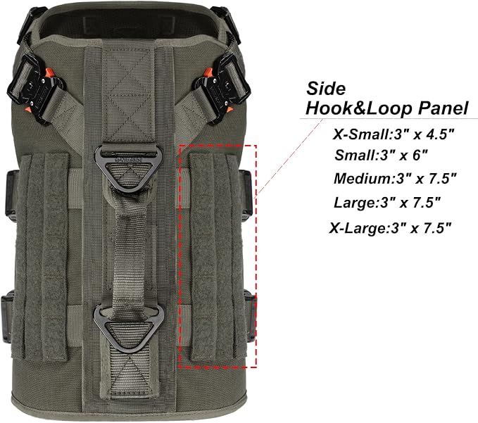 ICEFANG No Pull Tactical Dog Harness for Large Dogs,Adjustable Dog Vest | Control Handle,MOLLE Panel,Front Hook,3 Leash Clips,Soft Padded,for walking training,Green,Large - Image 4