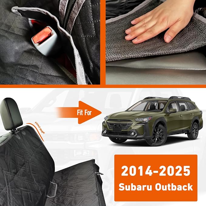 Dog Car Seat Cover for Subaru Outback 2014-2024 2025 | Waterproof Pet Bench Seat Cover for Back Seat, 600D Heavy Duty Scratch Proof Nonslip Truck Seat Covers for Dogs - Image 2