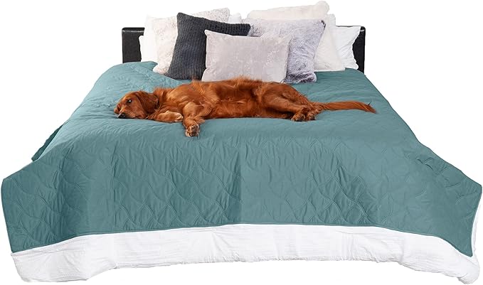 Furhaven Waterproof & Non-Slip King Size Mattress Cover Protector for Dogs & Cats, Washable, For Beds, Couches, & Car Seats - Quilted Twill Blanket Mattress Cover - Nile Blue, Jumbo/King Size by FurHaven