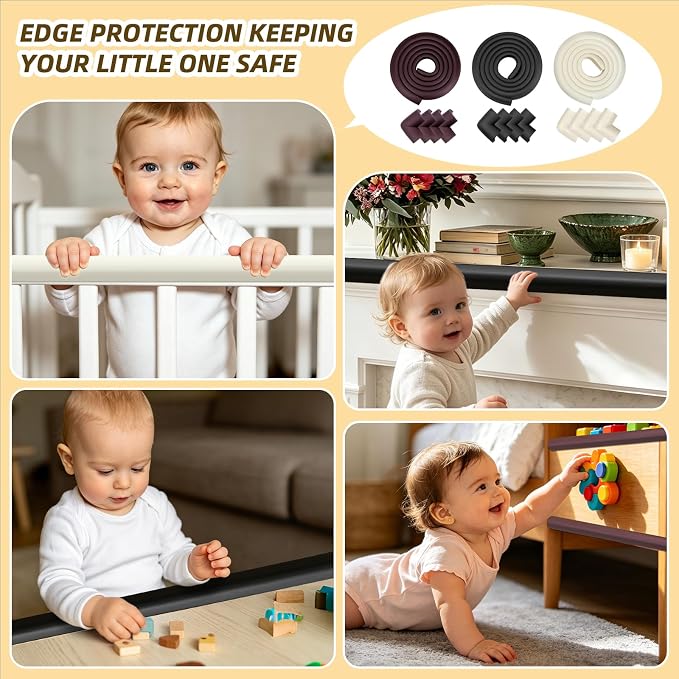 Corner Protector Baby, Baby Proofing Edge Corner Protector, Soft Foam White | Waterproof Foam Cushion with Adhesive Tape ,Corner Protector for Fireplace, Table, Stair, Cabinet (6.6ft Edge + 4 Corners) - Image 7