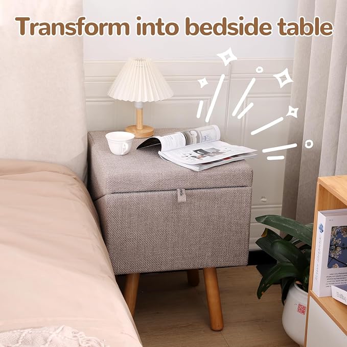 Dog Stairs for Small Dogs, 2-in-1 Pet Steps & Ottoman | Foldable Dog ramp for Couch, Non-Slip Wooden Pet ramp for Puppy Senior Injured Dogs (Light Brown, XXL(21.06H)) - Image 3