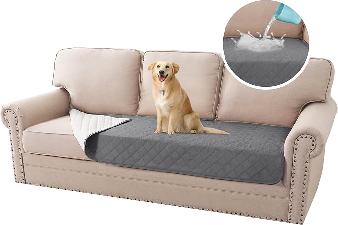 H.VERSAILTEX Couch Cover for Dogs Washable 100% Waterproof Sofa Cushion Cover Dog Bed Cover Non-Slip Pet Blanket for Sofa Cushion Protector, 35" x 82", Grey by HVERSAILTEX