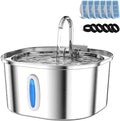 PEKTACO Stainless Steel Cat Water Fountain with 6 Filters, 3.2L/108oz | Cat drinking fountain, dishwasher safe, with triple filtration, quiet pump, and visible water window for cats and small pets by PEKTACO