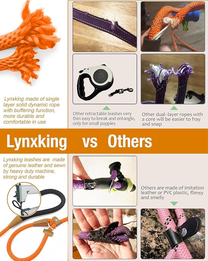 2 Pack Dog Leash Slip Lead Braided Rope Pet Training Loop Leashes 6ft 8ft | Lynxking Strong Heavy Duty 1/2" 3/8", Durable Padded Handle No Pull Basic Training Nylon Lead,Small Medium Large Dogs Puppy - Image 3