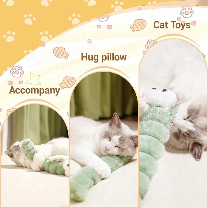 Cat Toys Pillows 3 Pack, 13” Cat Kicker Toys with Catnip Inside, Durable Interactive Cat Toys for Indoor Cats, Soft Kick Sticks for Exercise & Play - Image 7