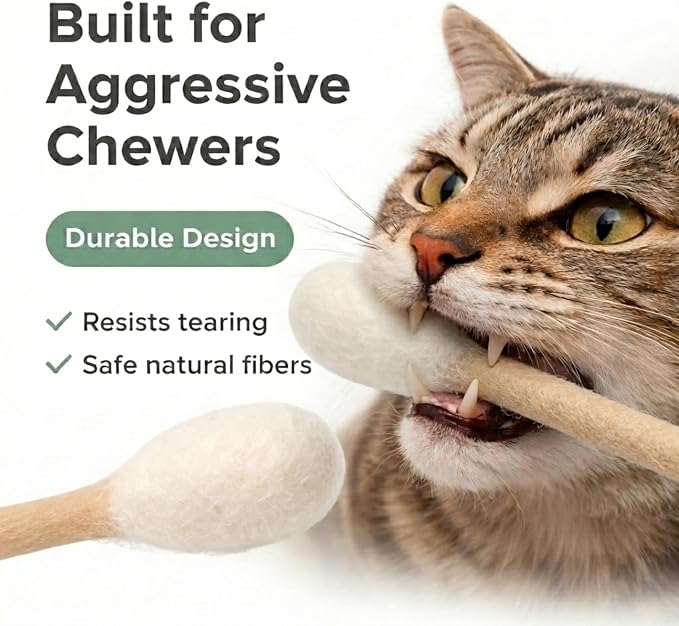 Glaciart One Giant Swab Cat Toy with Catnip 1 Pc (17 in / 42 cm) | Extra Long Durable Chew Toy for Large Cats, Aggressive Chewers & Small Dogs | Interactive, Catnip Filled for Play & Anxiety Relief - Image 7