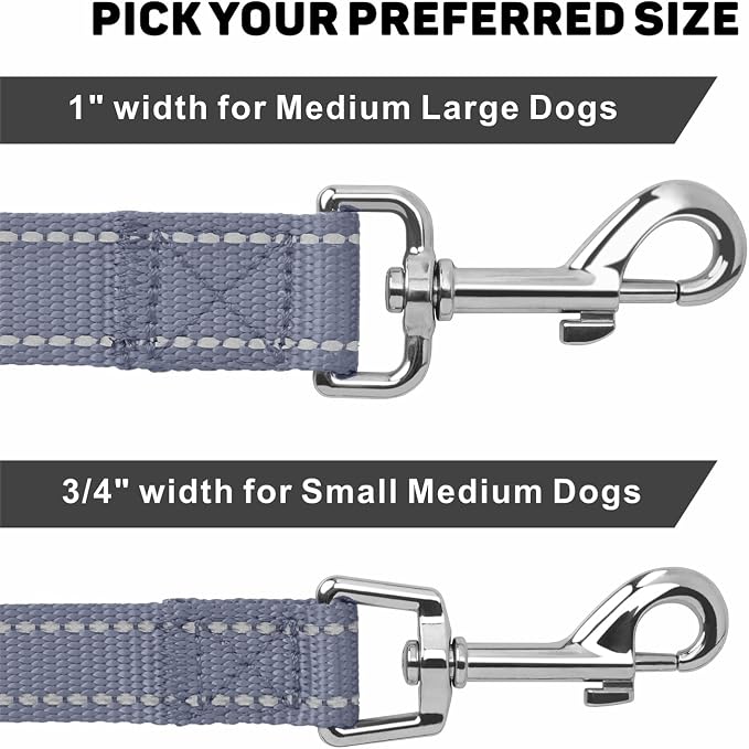 4FT Reflective Dog Leash, Padded Handle for Small Medium Dogs | Comfortable Nylon, Soft Handle Cushioning, Reflective Safety at Night, Training Leash for Park & Hiking (3/4in, Grey) - Image 4